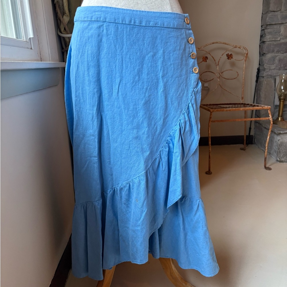 Zara Blue Linen Skirt